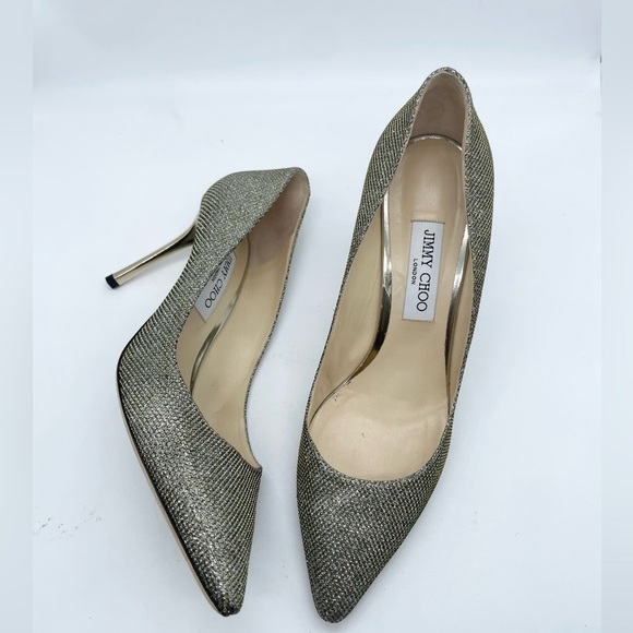 Jimmy Choo Gold Glitter Romy 100mm pumps EU41 - Picture 2 of 11